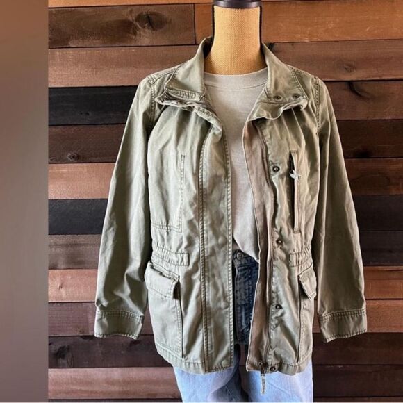 Olive Green Madewell Utility Jacket Zip-Up Multi Pockets - Picture 4 of 7